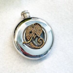 Handmade Golden Elephant Stainless Steel Round Flask